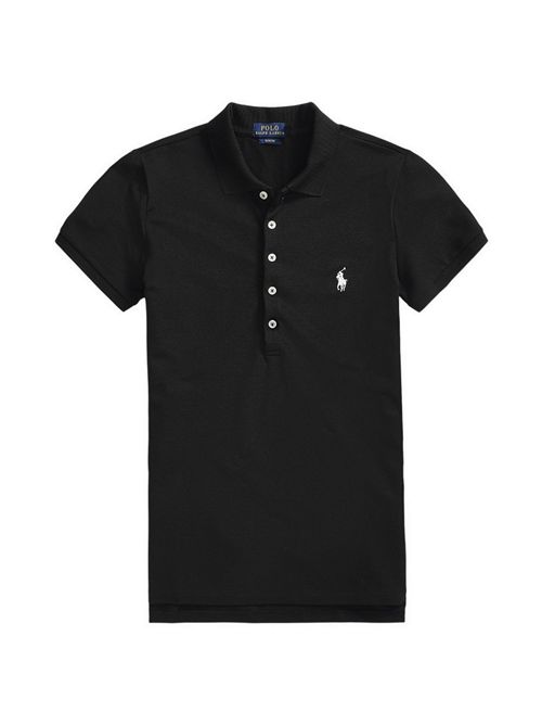 polo donna con abbottonatura lunga nero